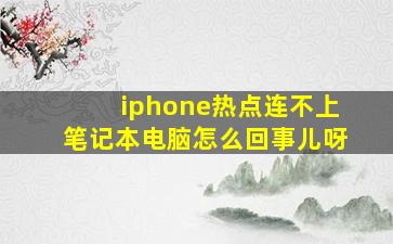 iphone热点连不上笔记本电脑怎么回事儿呀