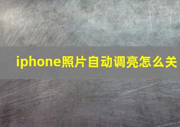 iphone照片自动调亮怎么关