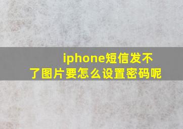 iphone短信发不了图片要怎么设置密码呢