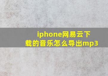 iphone网易云下载的音乐怎么导出mp3