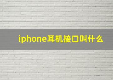 iphone耳机接口叫什么