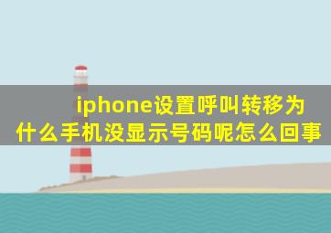 iphone设置呼叫转移为什么手机没显示号码呢怎么回事