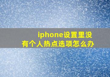 iphone设置里没有个人热点选项怎么办