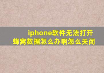 iphone软件无法打开蜂窝数据怎么办啊怎么关闭