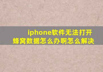 iphone软件无法打开蜂窝数据怎么办啊怎么解决