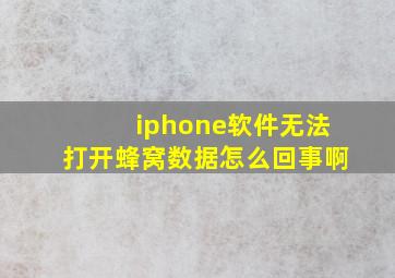 iphone软件无法打开蜂窝数据怎么回事啊