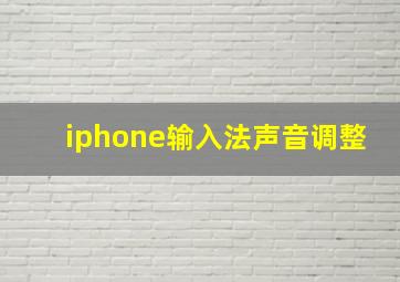 iphone输入法声音调整