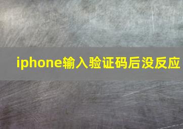 iphone输入验证码后没反应