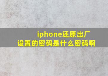 iphone还原出厂设置的密码是什么密码啊