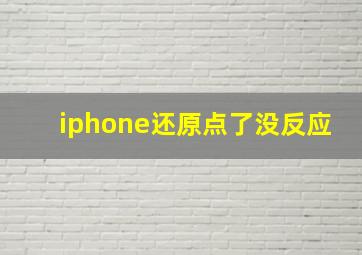 iphone还原点了没反应