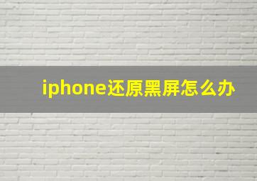 iphone还原黑屏怎么办