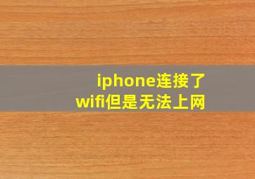 iphone连接了wifi但是无法上网