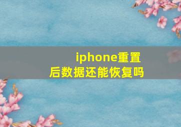 iphone重置后数据还能恢复吗