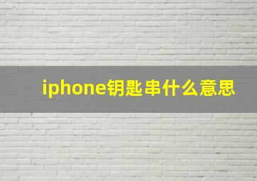 iphone钥匙串什么意思