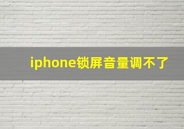 iphone锁屏音量调不了