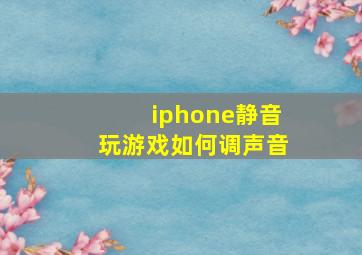 iphone静音玩游戏如何调声音