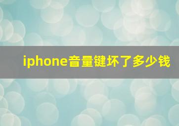 iphone音量键坏了多少钱