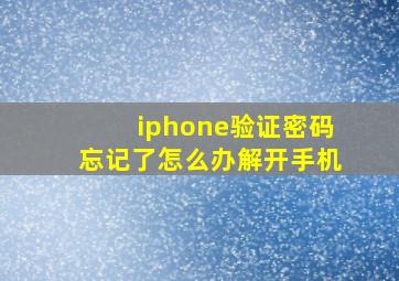 iphone验证密码忘记了怎么办解开手机