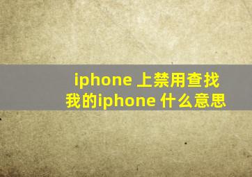 iphone 上禁用查找我的iphone 什么意思