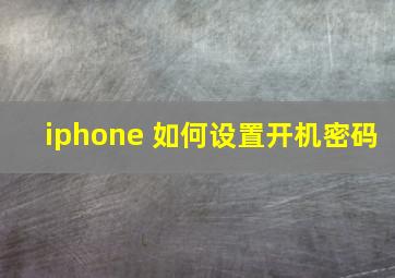 iphone 如何设置开机密码