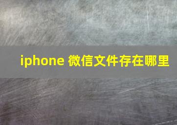 iphone 微信文件存在哪里