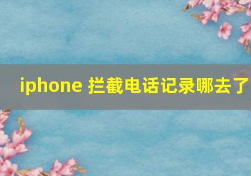 iphone 拦截电话记录哪去了