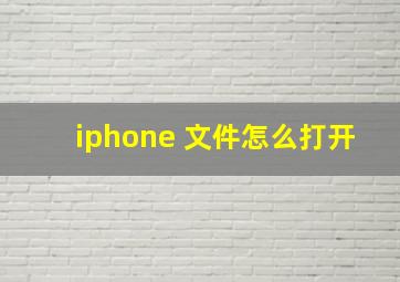 iphone 文件怎么打开