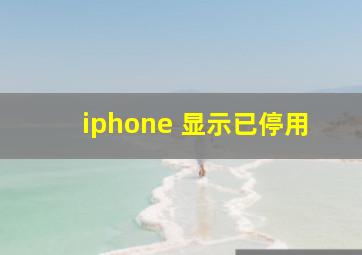 iphone 显示已停用