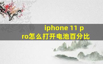 iphone 11 pro怎么打开电池百分比