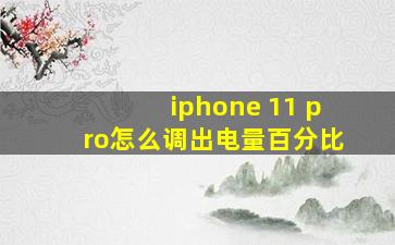 iphone 11 pro怎么调出电量百分比