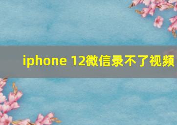 iphone 12微信录不了视频