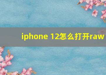 iphone 12怎么打开raw