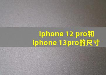 iphone 12 pro和iphone 13pro的尺寸