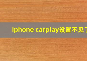 iphone carplay设置不见了