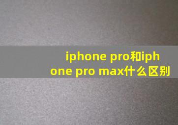 iphone pro和iphone pro max什么区别