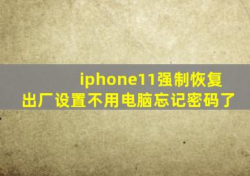 iphone11强制恢复出厂设置不用电脑忘记密码了