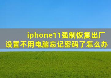 iphone11强制恢复出厂设置不用电脑忘记密码了怎么办