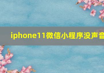 iphone11微信小程序没声音