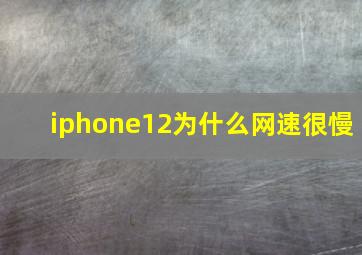 iphone12为什么网速很慢