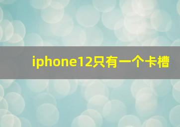 iphone12只有一个卡槽