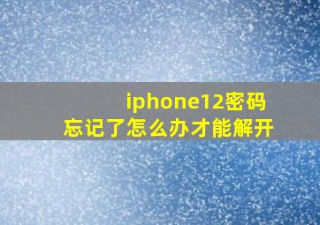 iphone12密码忘记了怎么办才能解开