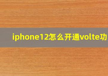 iphone12怎么开通volte功能