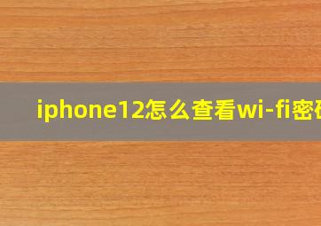 iphone12怎么查看wi-fi密码