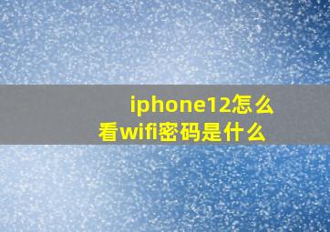 iphone12怎么看wifi密码是什么