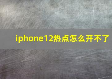 iphone12热点怎么开不了