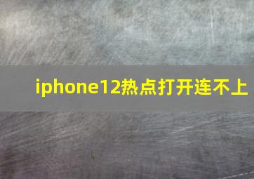 iphone12热点打开连不上