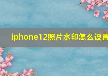 iphone12照片水印怎么设置