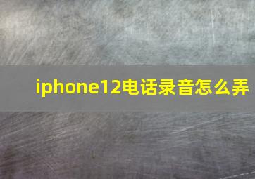 iphone12电话录音怎么弄