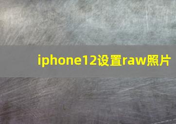 iphone12设置raw照片