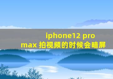 iphone12 pro max 拍视频的时候会暗屏